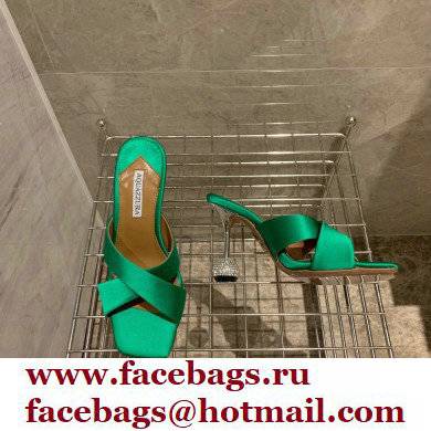 Aquazzura Heel 8.5cm Satin Yes Darling Mules Green 2022