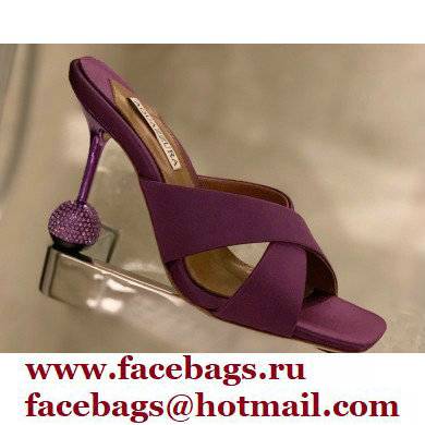 Aquazzura Heel 8.5cm Satin Yes Darling Mules Purple 2022