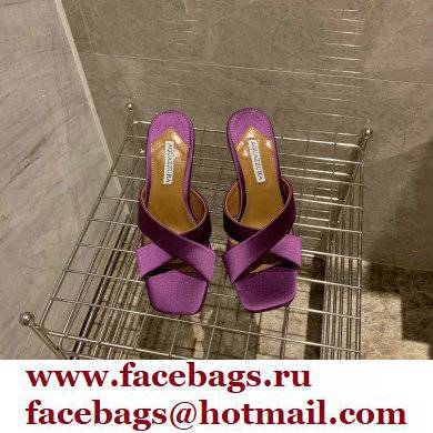 Aquazzura Heel 8.5cm Satin Yes Darling Mules Purple 2022