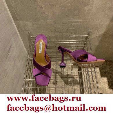 Aquazzura Heel 8.5cm Satin Yes Darling Mules Purple 2022