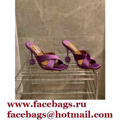 Aquazzura Heel 8.5cm Satin Yes Darling Mules Purple 2022