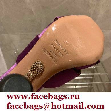 Aquazzura Heel 8.5cm Satin Yes Darling Mules Purple 2022 - Click Image to Close