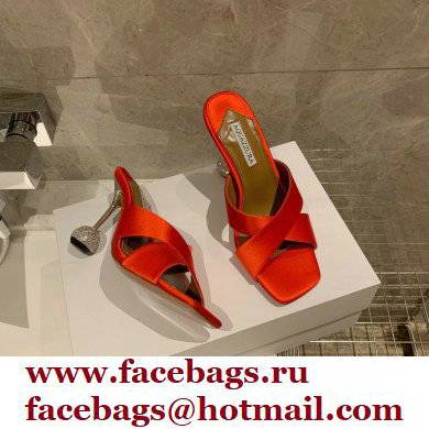 Aquazzura Heel 8.5cm Satin Yes Darling Mules Red 2022