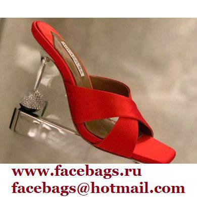 Aquazzura Heel 8.5cm Satin Yes Darling Mules Red 2022