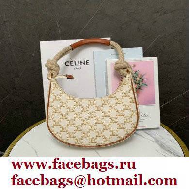 Celine Medium Strap Ava Bag with Rope in Triomphe Canvas and Calfskin White 2022