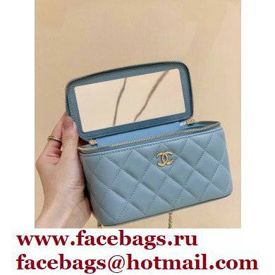 Chanel Vanity Case Bag with Chain Top Handle AP2199 in Original Quality Lambskin Baby Blue 2022