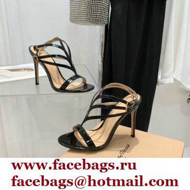 Gianvito Rossi Heel 10.5cm T-strap Sandals Patent Black 2022