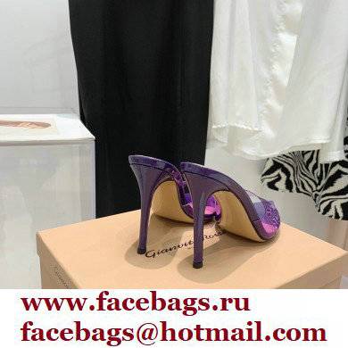 Gianvito Rossi Heel 10.5cm TPU Plexi ELLE Mules PVC Purple 2022