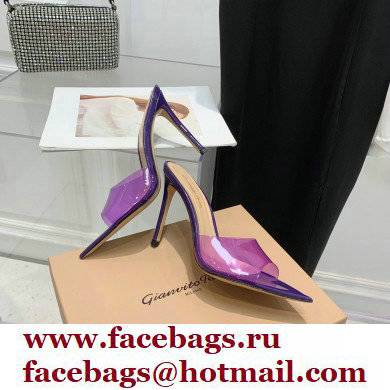 Gianvito Rossi Heel 10.5cm TPU Plexi ELLE Mules PVC Purple 2022