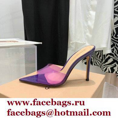 Gianvito Rossi Heel 10.5cm TPU Plexi ELLE Mules PVC Purple 2022