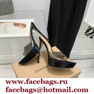 Gianvito Rossi Heel 13.5cm Platform 3cm TPU Plexi BETTY Mules PVC Black 2022