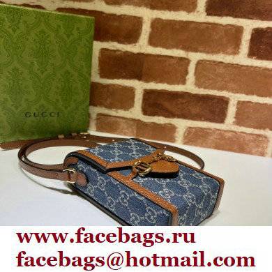 Gucci Horsebit 1955 Mini Bag 625615 GG Denim Blue