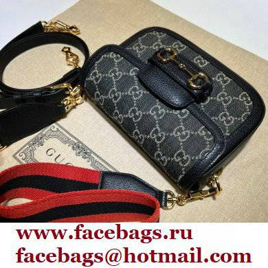 Gucci Horsebit 1955 Mini Shoulder Bag 658574 GG Denim Black