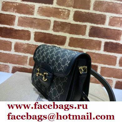 Gucci Horsebit 1955 Small Shoulder Bag 602204 GG Denim Black