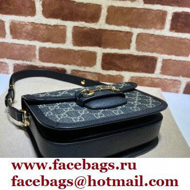 Gucci Horsebit 1955 Small Shoulder Bag 602204 GG Denim Black