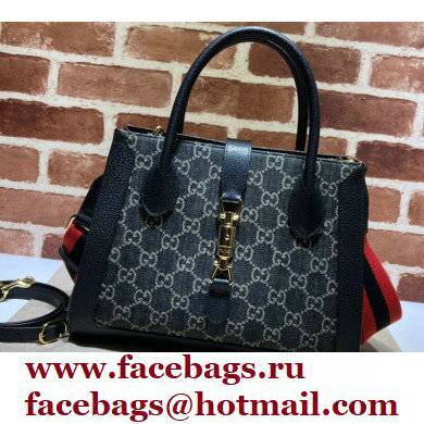 Gucci Jackie 1961 Medium Tote Bag 685129 GG Denim Black