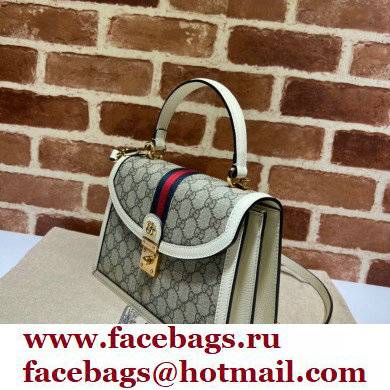 Gucci Ophidia Small Top Handle Bag with Web 651055 GG Canvas White