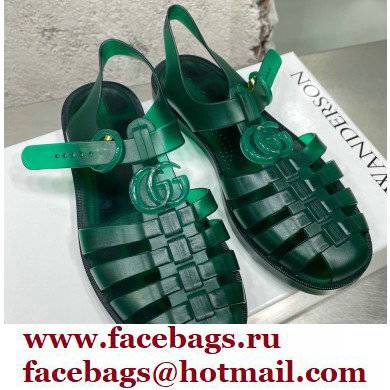 Gucci Rubber Sandals with Double G 676970 Green 2022