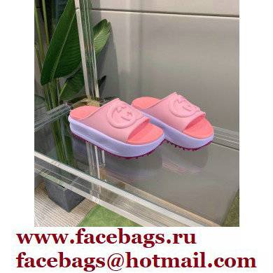 Gucci Rubber Slide Sandals with Interlocking G 692845 Pink 2022