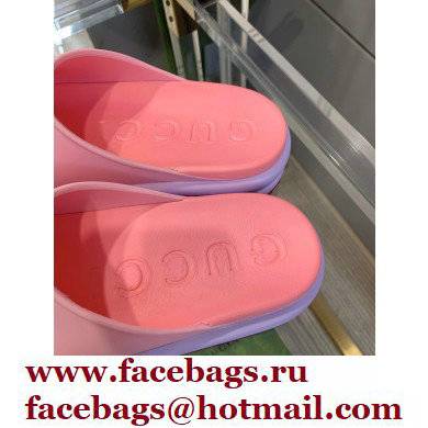 Gucci Rubber Slide Sandals with Interlocking G 692845 Pink 2022