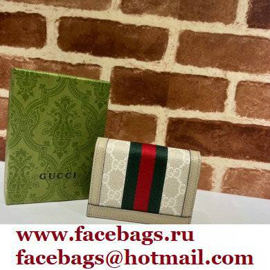 Gucci Web Ophidia Card Case Wallet 523155 GG Canvas Oatmeal