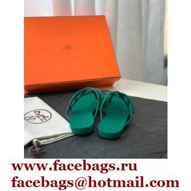 Hermes Egerie Chaine D'ancre TPU Flip Flops Thongs Sandals Green 2022