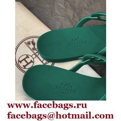 Hermes Egerie Chaine D'ancre TPU Flip Flops Thongs Sandals Green 2022