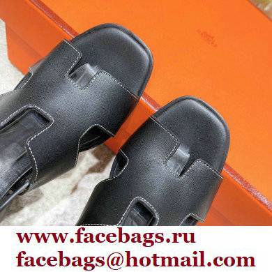 Hermes Heel 6cm Elbe Sandals Black 2022