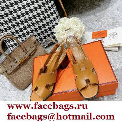 Hermes Heel 6cm Elbe Sandals Brown 2022