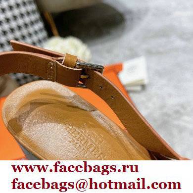 Hermes Heel 6cm Elbe Sandals Brown 2022