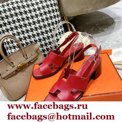 Hermes Heel 6cm Elbe Sandals Burgundy 2022