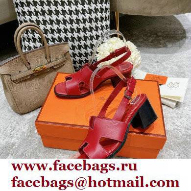 Hermes Heel 6cm Elbe Sandals Burgundy 2022