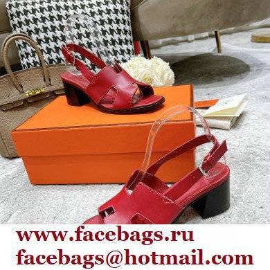 Hermes Heel 6cm Elbe Sandals Burgundy 2022