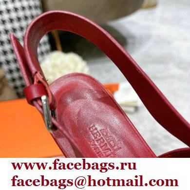 Hermes Heel 6cm Elbe Sandals Burgundy 2022