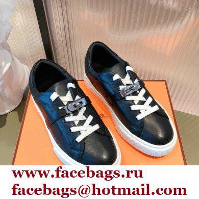 Hermes Kelly buckle Calfskin Day Sneakers Black 2022