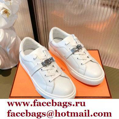 Hermes Kelly buckle Calfskin Day Sneakers White 2022