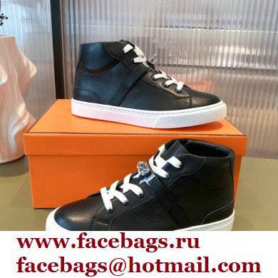 Hermes Kelly buckle Calfskin Daydream High-top Sneakers Black 2022