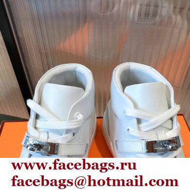 Hermes Kelly buckle Calfskin Daydream High-top Sneakers White 2022 - Click Image to Close