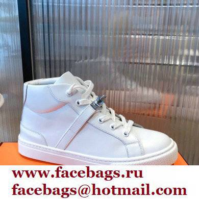 Hermes Kelly buckle Calfskin Daydream High-top Sneakers White 2022