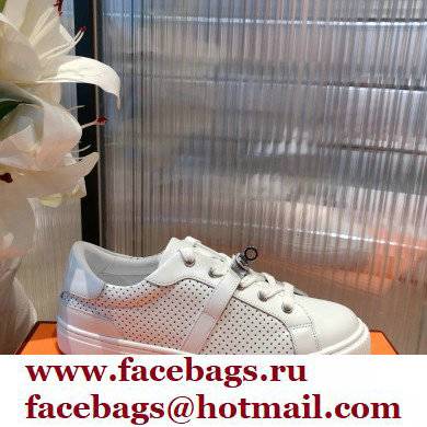 Hermes Kelly buckle perforated Calfskin Day Sneakers White 2022