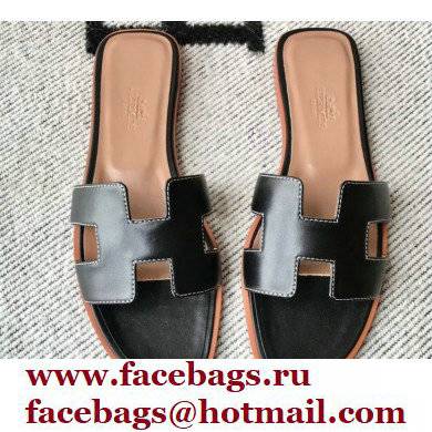 Hermes Oran Flat Sandals in Swift Box Calfskin 07