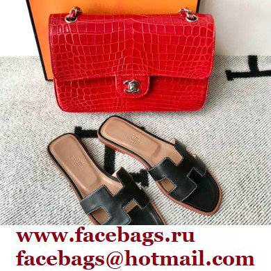 Hermes Oran Flat Sandals in Swift Box Calfskin 07