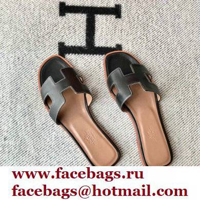 Hermes Oran Flat Sandals in Swift Box Calfskin 07