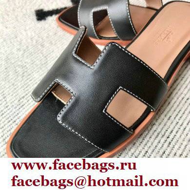 Hermes Oran Flat Sandals in Swift Box Calfskin 07