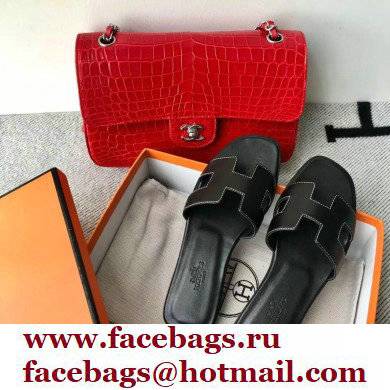 Hermes Oran Flat Sandals in Swift Box Calfskin 08