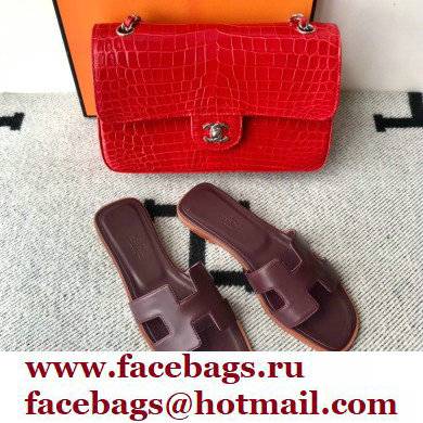 Hermes Oran Flat Sandals in Swift Box Calfskin 09