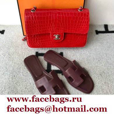 Hermes Oran Flat Sandals in Swift Box Calfskin 10