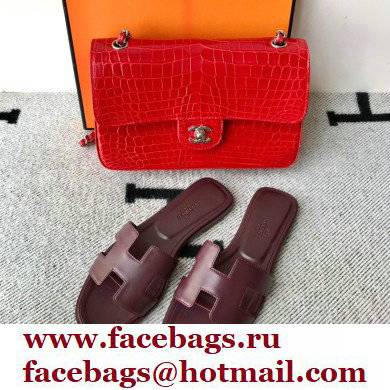 Hermes Oran Flat Sandals in Swift Box Calfskin 10