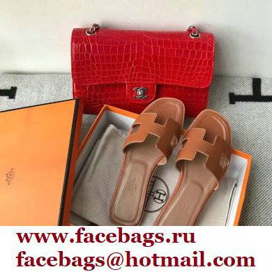 Hermes Oran Flat Sandals in Swift Box Calfskin 12