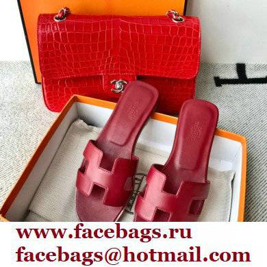 Hermes Oran Flat Sandals in Swift Box Calfskin 17